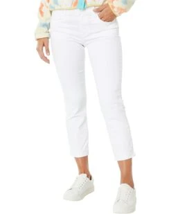 KUT from the Kloth Amy Crop Straight Leg-Roll-Up Fray in Optic White | Jeans
