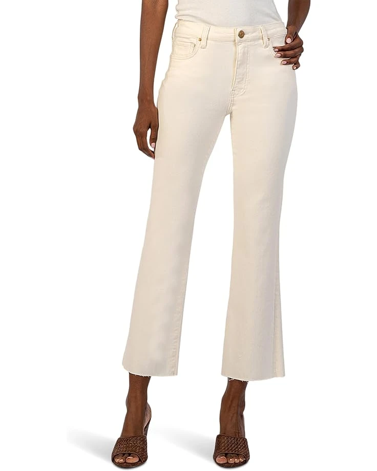 KUT from the Kloth Kelsey High-Rise Ankle Flare With Raw Hem In Ecru | Jeans 1 KUT from the Kloth Kelsey High-Rise Ankle Flare With Raw Hem In Ecru | Jeans