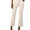 KUT from the Kloth Petite Kelsey High-Rise Ankle Flare With Raw Hem in Ecru | Jeans