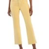 KUT from the Kloth Kelsey High-Rise Fab Ab Ankle Flare with Raw Hem in Lemon | Jeans