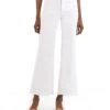 KUT from the Kloth Petite Meg High-Rise Fab AB Wide Leg Raw Hem in Optic White | Jeans