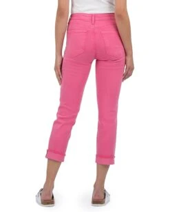 KUT from the Kloth Petite Amy Crop Straight Leg Roll-Up Fray in Sugar Coral | Jeans -Wear Style Shop 61OAWydS54L. AC SR736920