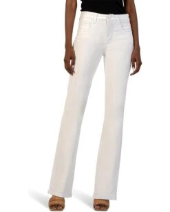 KUT from the Kloth Ana High-Rise Fab Ab Flare-Baby Dn All Over In Optic White | Jeans