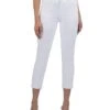 KUT from the Kloth Petite Amy Crop Straight Leg Roll-Up Fray in Optic White | Jeans