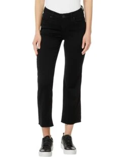 KUT from the Kloth Kelsey Petite Mid-Rise Ankle Flare - Inset in Black | Jeans