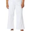KUT from the Kloth Plus Size Meg High-Rise Wide Leg with Patch Pockets Reg Hem in Optic White | Jeans