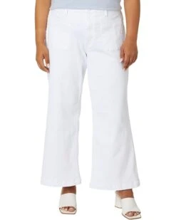 KUT from the Kloth Plus Size Meg High-Rise Wide Leg with Patch Pockets Reg Hem in Optic White | Jeans