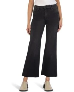 KUT from the Kloth Meg High-Rise Fab Ab Wide Leg Raw Hem in Experiences | Jeans
