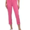 KUT from the Kloth Petite Amy Crop Straight Leg Roll-Up Fray in Sugar Coral | Jeans