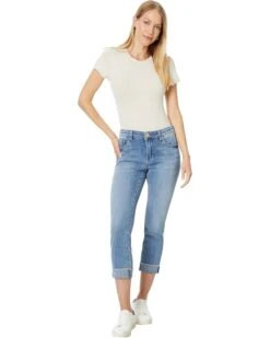 KUT from the Kloth Amy Crop Straight Leg- Roll-Up Fray In Gained | Jeans -Wear Style Shop 61nNMcRUETL. AC SR736920