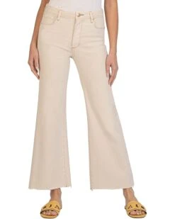 KUT from the Kloth Meg High-Rise Fab Ab Wide Leg Raw Hem in Milestone | Jeans