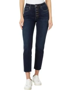 KUT from the Kloth Rachael High-Rise Fab Ab Mom Jean-Btn Fly Raw Hem In Royal | Jeans