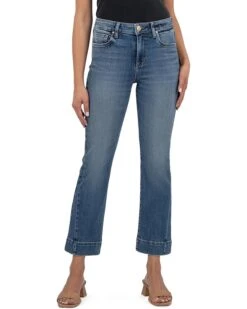 KUT from the Kloth Kelsey High Rise Ankle Flare- Wide Hem Side Inset | Jeans