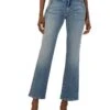 KUT from the Kloth Kelsey Mid Rise Ankle Flare Regular Hem Slash Pocket In Decreased | Jeans