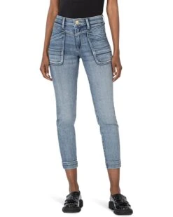 KUT from the Kloth Reese High Rise Ankle Straight Leg Frt & Bck - Yoke | Jeans