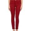 KUT from the Kloth Charlize High-Rise Cigarette Leg With Regular Hem In Red | Jeans