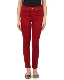 KUT from the Kloth Charlize High-Rise Cigarette Leg With Regular Hem In Red | Jeans