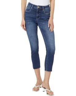 KUT from the Kloth Rachael Petite High-Rise Fab Ab Mom Raw Hem in Explore | Jeans