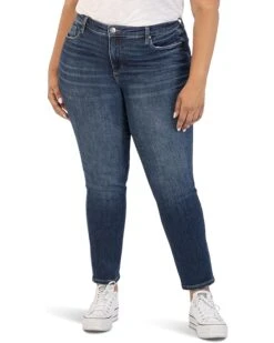 KUT from the Kloth Plus Size Reese High-Rise Fab Ab Ankle Straight Regular Hem in Enchantment | Jeans