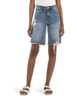 KUT from the Kloth Hailey High-Rise Bermuda-Basic Raw Hem | Shorts