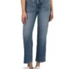 KUT from the Kloth Petite Elizabeth High-Rise Straight Leg Front Inset Pockets in Clarity | Jeans