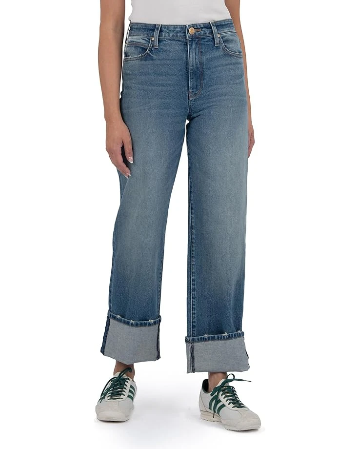 KUT from the Kloth Petite Sienna High-Rise Wide Leg Roll-Up 5" in Cuddle | Jeans 1 KUT from the Kloth Petite Sienna High-Rise Wide Leg Roll-Up 5" in Cuddle | Jeans
