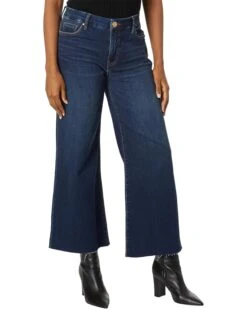 KUT from the Kloth Meg High-Rise Fab Ab Wide Leg Raw Hem in Exhibited | Jeans