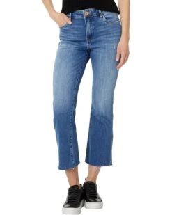 KUT from the Kloth Kelsey High-Rise Fab Ab Ankle Flare With Raw Hem In Perceptual | Jeans