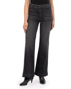 KUT from the Kloth Meg High-Rise Wide Leg With Patch Pockets Reg Hem In Tactful | Jeans