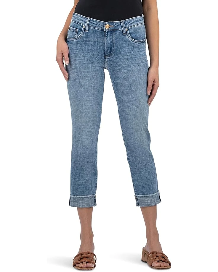 KUT from the Kloth Petite Amy Crop Straight Leg Roll-Up Fray in Gained | Jeans 1 KUT from the Kloth Petite Amy Crop Straight Leg Roll-Up Fray in Gained | Jeans