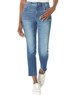 KUT from the Kloth Reese High-Rise Fab AB Ankle Straight Raw Hem in Relieve | Jeans