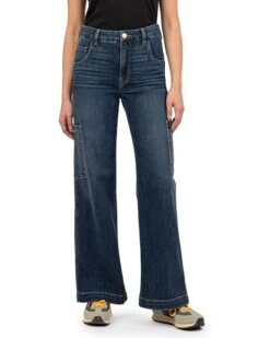 KUT from the Kloth Jodi High-Rise Fab Ab Wide Leg-Slash Front Carpenter In Balance | Jeans