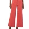 KUT from the Kloth Meg High-Rise Fab Ab Wide Leg Raw Hem In Strawberry | Jeans