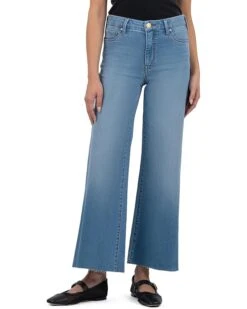 KUT from the Kloth Meg High-Rise Fab Ab Wide Leg Raw Hem | Jeans