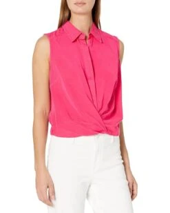 KUT from the Kloth Renata Front Twist Sleeveless Blouse w/ Collar | Shirts & Tops