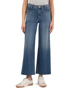 KUT from the Kloth MEG HIGH RISE WIDE LEG PATCH PKTS W/BRAID ON TOP | Jeans