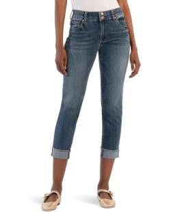 KUT from the Kloth Amy Crop Straight-Wstbnd Double Btn Roll Up | Jeans