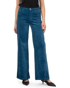 KUT from the Kloth Jean High-Rise Wide Leg Clean Hem In Teal Blue | Pants