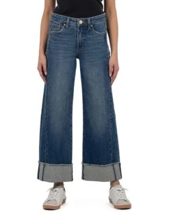 KUT from the Kloth Meg High-Rise Fab Ab Wide Leg Roll Up | Jeans