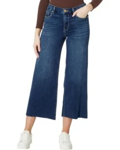 KUT from the Kloth Meg High-Rise Fab Ab Wide Leg Raw Hem In Yielded | Jeans