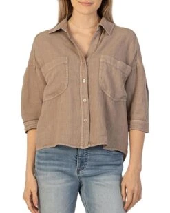KUT from the Kloth Zuma - Drop Shoulder Crop Button Down | Shirts & Tops -Wear Style Shop 81 Ay5z24JL. AC SR736920