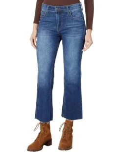 KUT from the Kloth Petite Kelsey High-Rise Fab AB Ankle Flare in Royal | Jeans