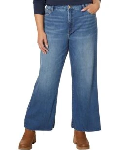 KUT from the Kloth Plus Size Meg High-Rise Fab AB Wide Leg Raw Hem in Milestone | Jeans