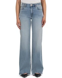 KUT from the Kloth Petite Jeans High-Rise Wide Leg Clean Hem in Ensured
