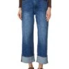 KUT from the Kloth Petite Sienna High-Rise Wide Leg-Roll Up 5" in Alert | Jeans
