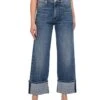 KUT from the Kloth Sienna High-Rise Wide Leg-Roll Up In Alert | Jeans