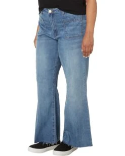 KUT from the Kloth Meg High Rise Wide Leg Zip Fly - Raw Hem Patch Pockets | Jeans