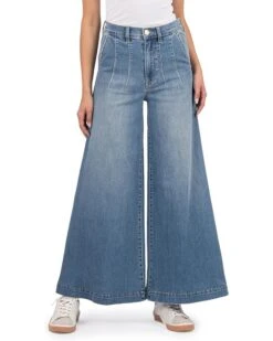 KUT from the Kloth Goldie High-Rise Super Wide Leg Slash pocket front Dart In Unlimited | Pants