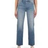 KUT from the Kloth Fay High-Rise Ankle Straight Leg-Hidden Button Fly in Passionate | Jeans