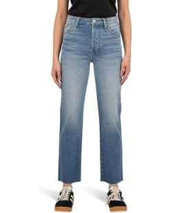 KUT from the Kloth Fay High-Rise Ankle Straight Leg-Hidden Button Fly in Passionate | Jeans